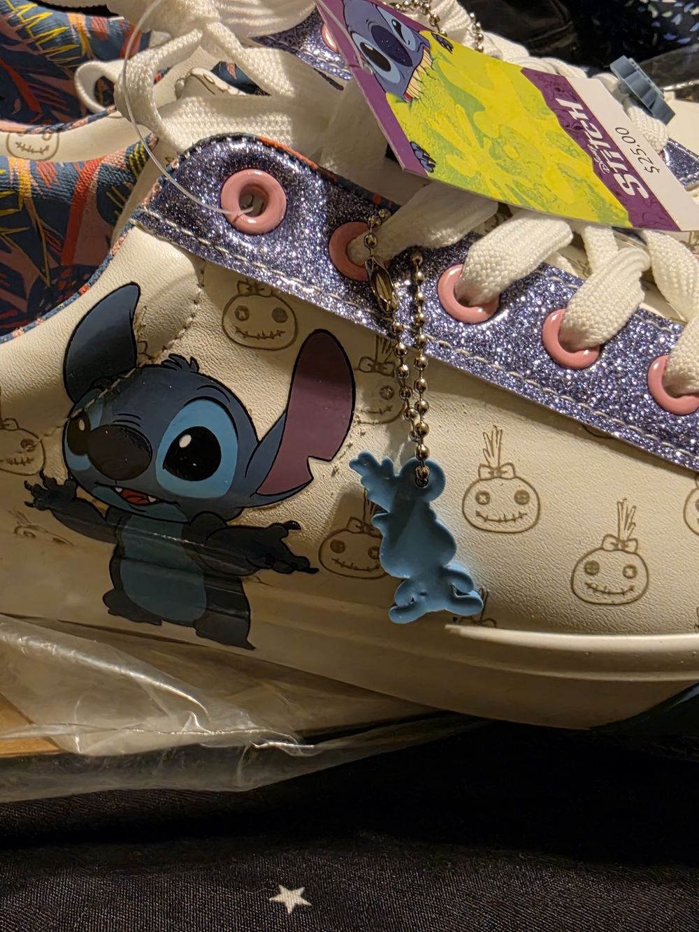 Disney Stitch Graphic White & Purple Glitter Women’s Sneakers